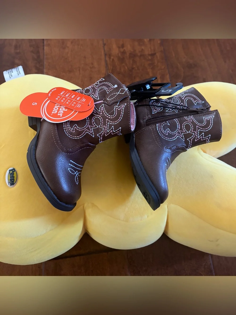❤️Kids Brown and Pink Cowboy Boots New Size 5 Wonder Nation
